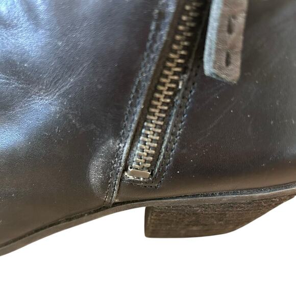 Frye Judith Zip Boot Black leather double zip stacked heel women's size 10 - Picture 6 of 13
